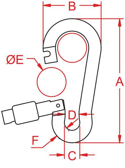 MOSCHETTONE AISI 316 MM.8 AP.ESTERNA