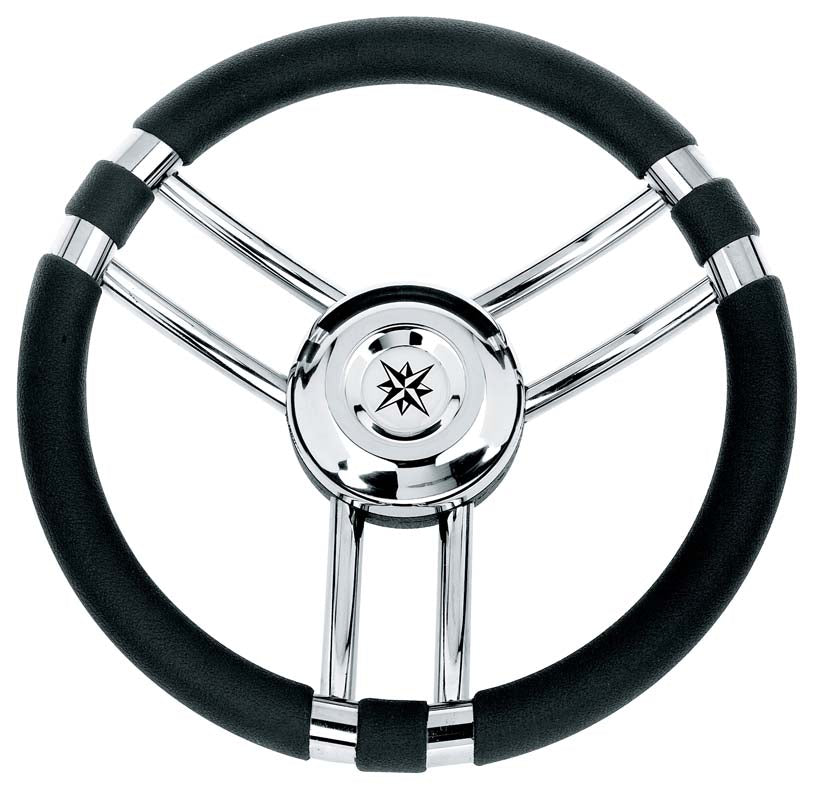 Volante Inox Impugnat.nero Cm.35
