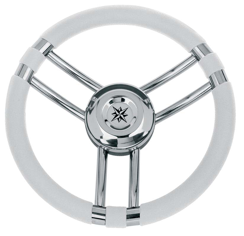 Volante Inox Impugnat.bianco Cm.35