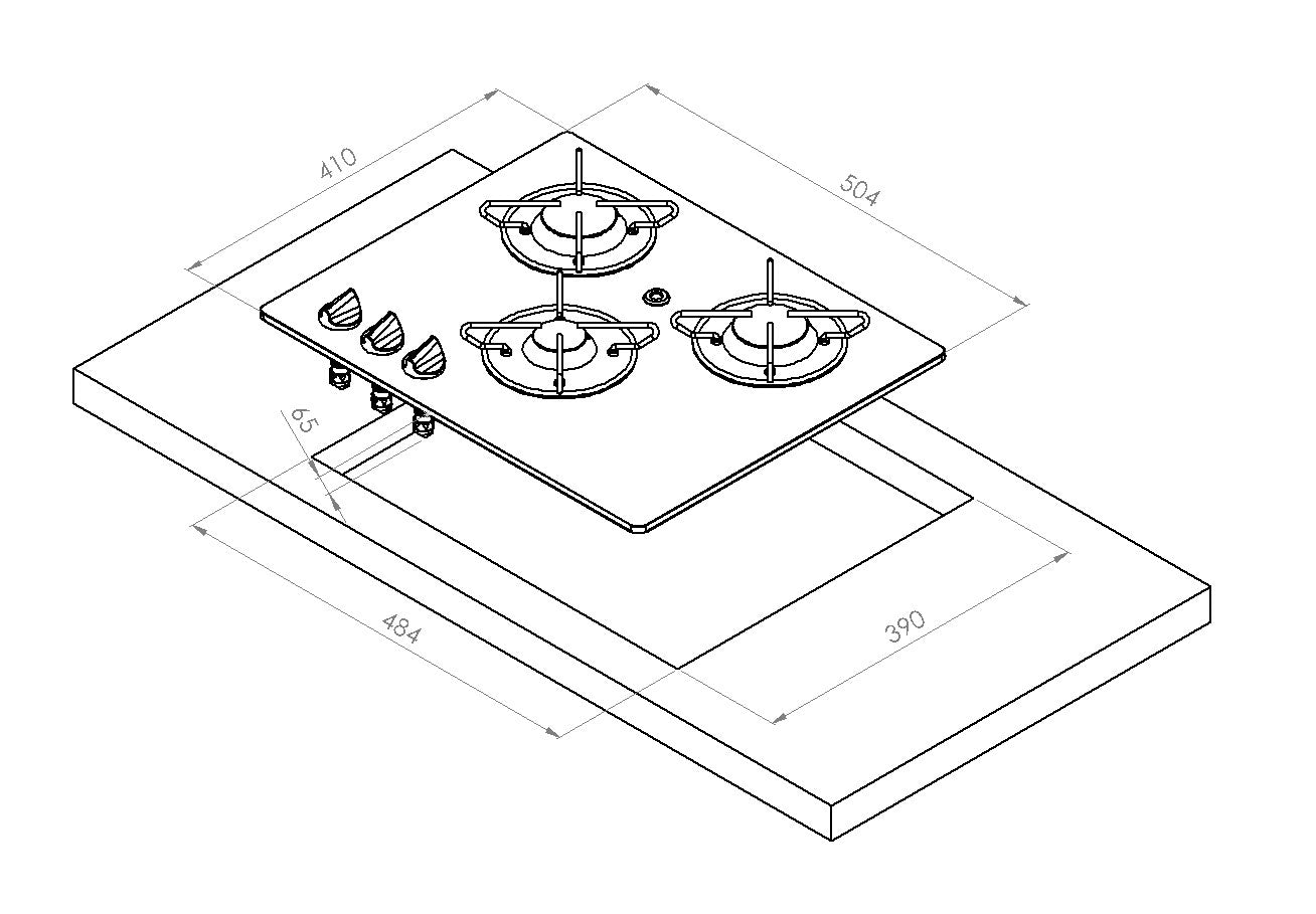 Piano Cottura Vetro 3 Fuochi
