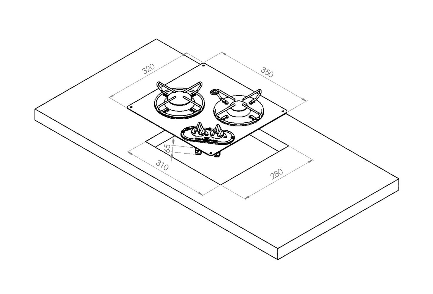 Piano Cottura Inox Incasso 2 Fuochi