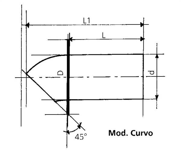 TERMINALE S.CURVO MM.140 ACC.INOX