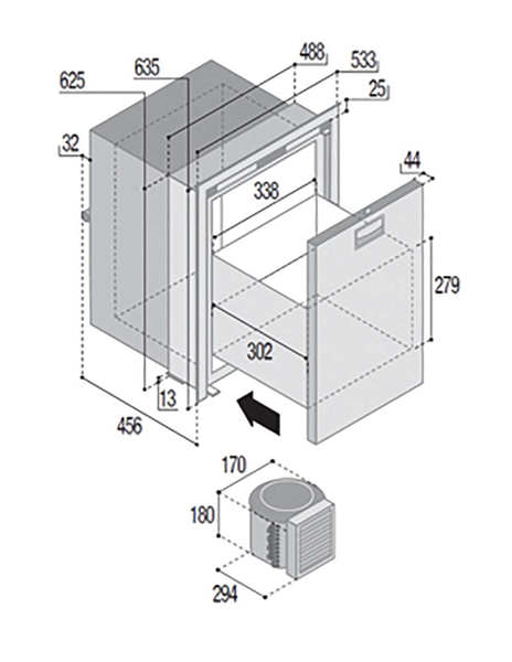 FRIGO A CASSETTO DW75 OCX2 RFX