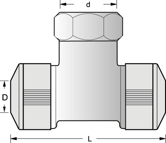 RACCORDO A T IN OTTONE 1/2" DIAM.15