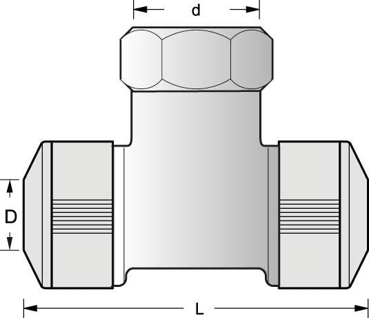 RACCORDO A T IN OTTONE 1/2" DIAM.15