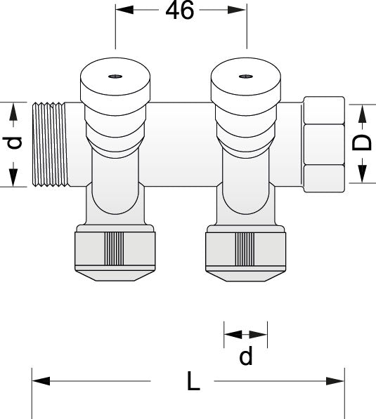 COLLETTORE A 2 VIE OTT. 3/4"X15