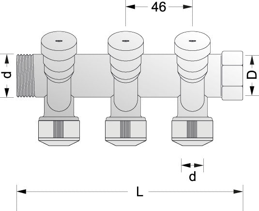 COLLETTORE A 3 VIE OTT. 3/4"X15