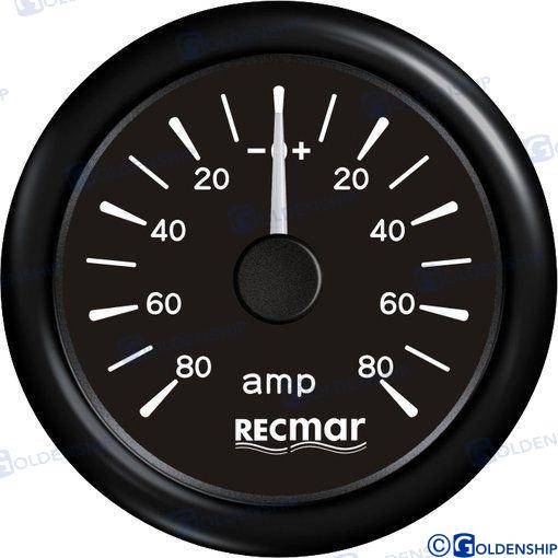 AMPEROMETRO + - 80 AMP. NERO