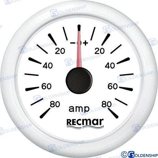AMPEROMETRO + - 80 AMP. BIANCO