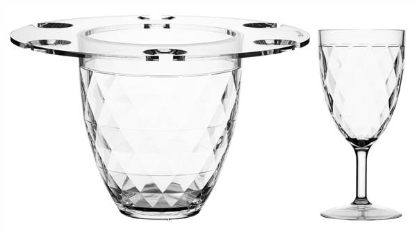 PORTA CHAMPAGNE CON VASSOIO E COPPE