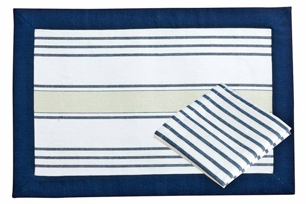 SET TOVAGLIETTA/TOVAGLIOLI BLU/BEIGE