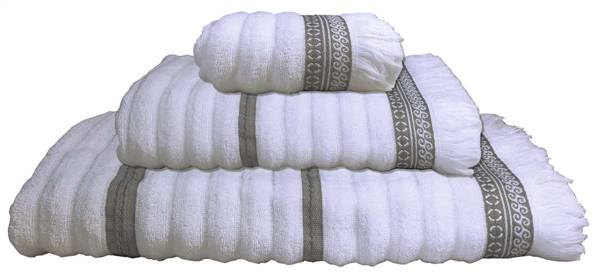 SET ASCIUGAMANI SANTORINI BIANCO C/ONDE