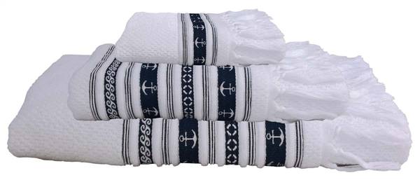 SET ASCIUGAMANI SANTORINI BIANCO C/ANCOR