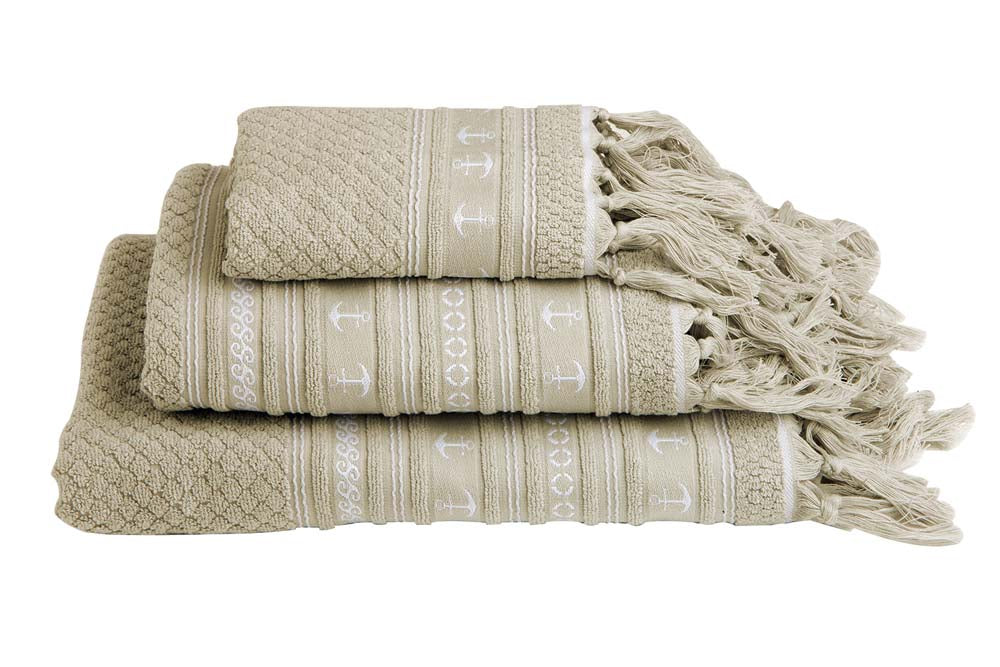 Set Asciugamani Santorini Ecru C/ancore