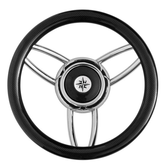 Volante Inox Impugnat.carbonio Cm.35