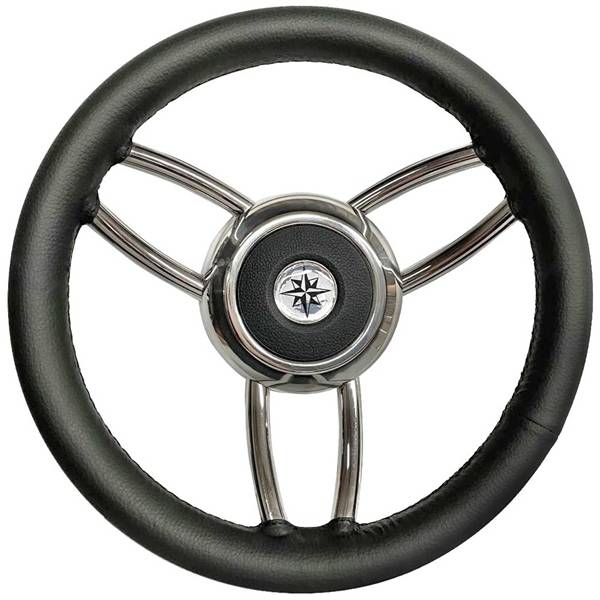VOLANTE INOX IMP.PELLE NERA