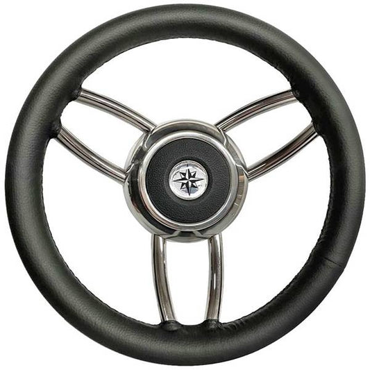 VOLANTE INOX IMP.PELLE NERA