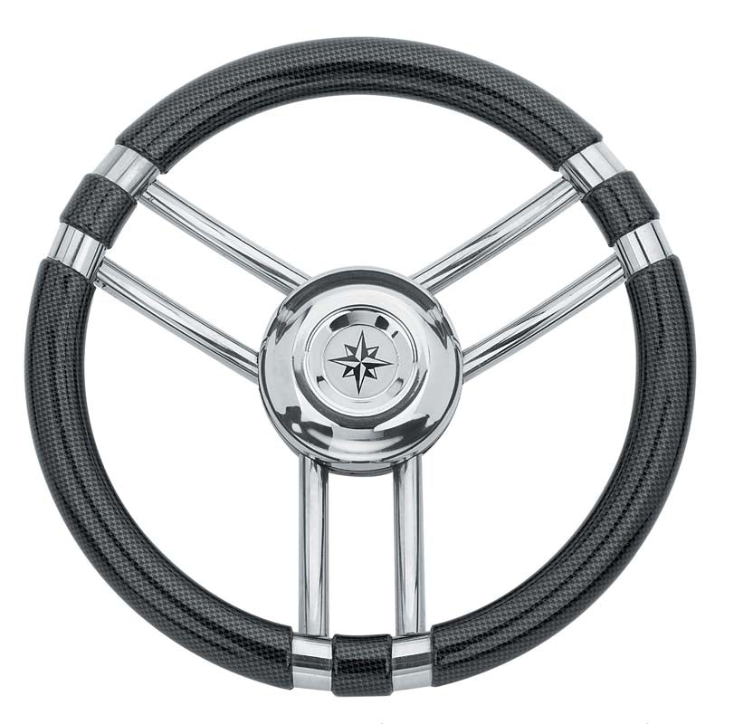 Volante Inox Impugnat.carbonio Cm.35