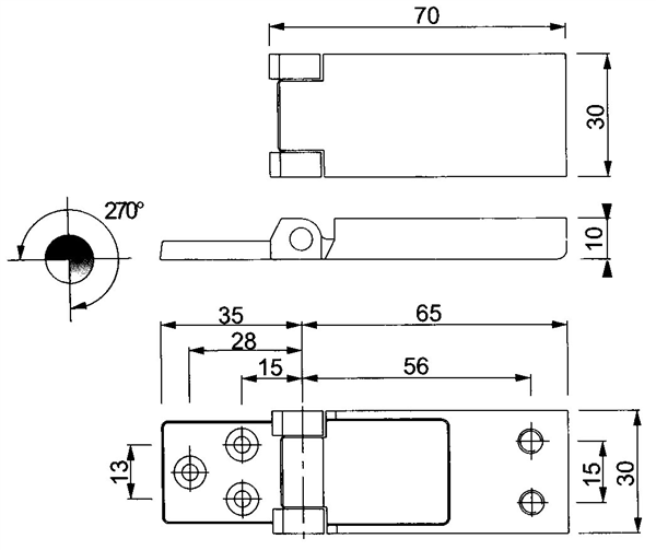 CERNIERA A FILO ACCIAIO INOX 70X30