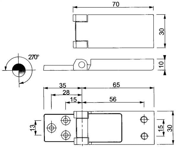 CERNIERA A FILO ACCIAIO INOX 70X30