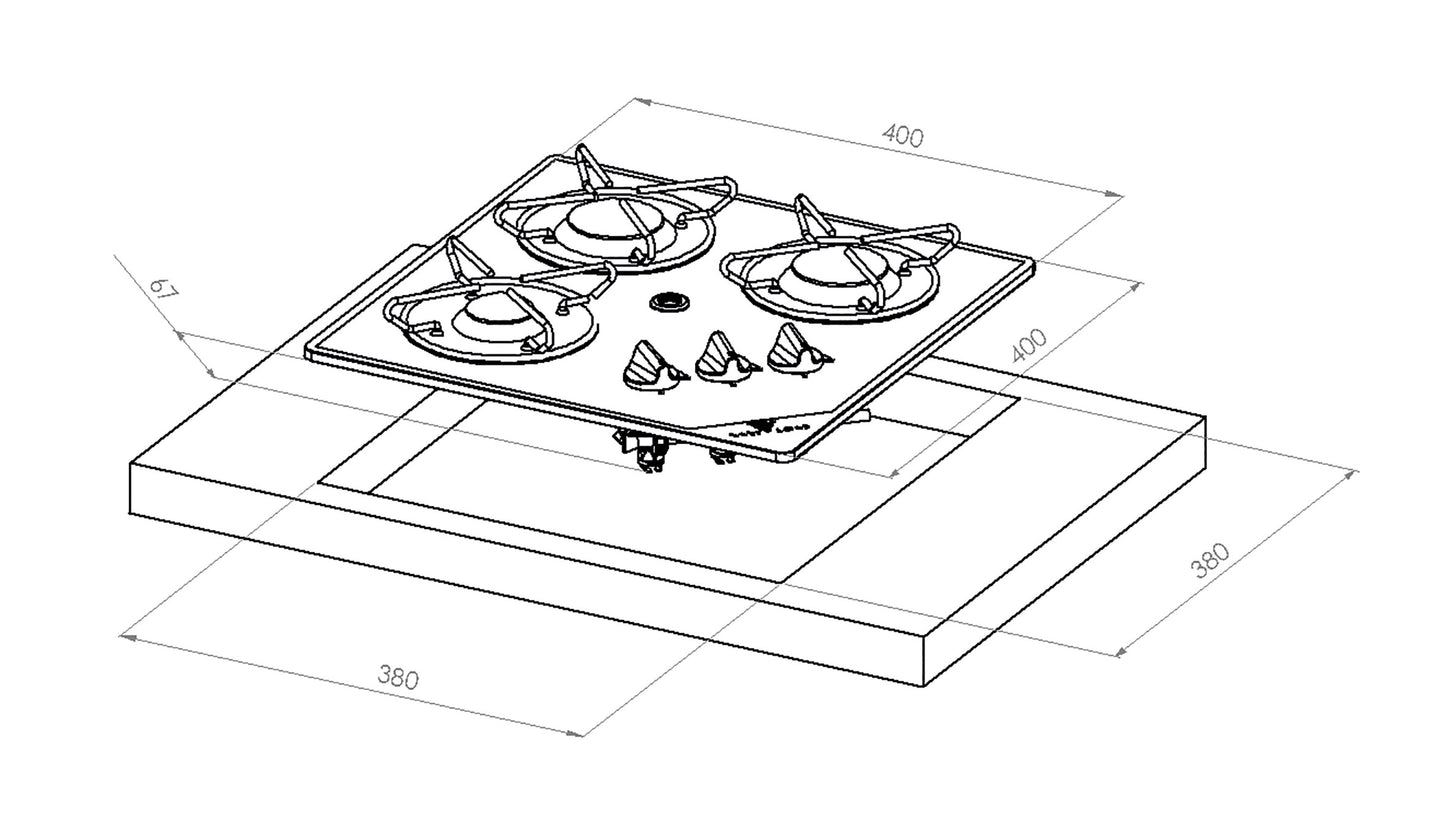 Piano Cottura Vetro 3 Fuochi