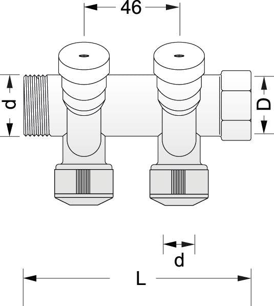 COLLETTORE A  2 VIE OTT. 3/4"X15