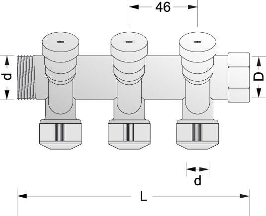 COLLETTORE A 3 VIE OTT. 3/4"X15