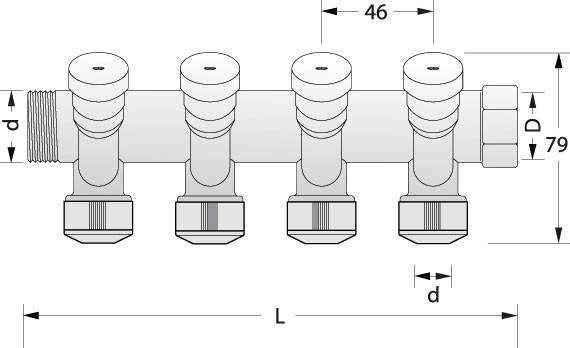 COLLETTORE A 4 VIE OTT. 3/4"X15