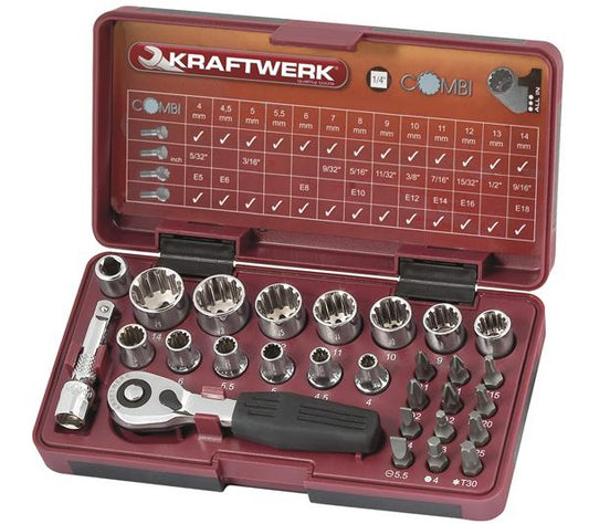 28pz-set Chiavi A Bussola Combi1/4"