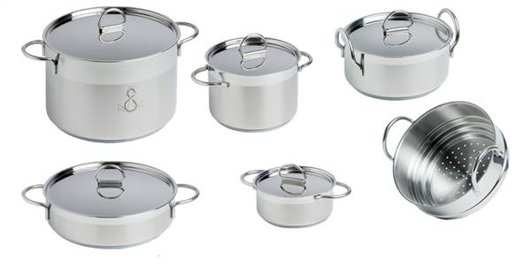 SET PENTOLE ACCIAIO INOX 11 PZ.