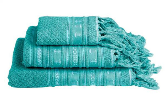 SET ASCIUGAMANI SANTORINI AQUA C/ANCORE